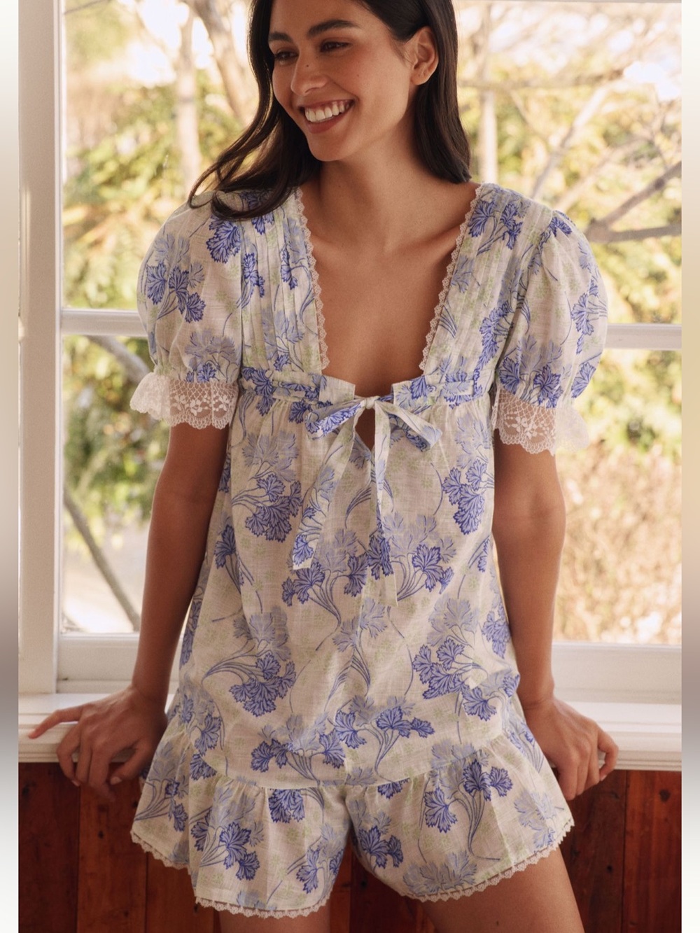 Anthropologie LyreBird Puff Sleeve Romper